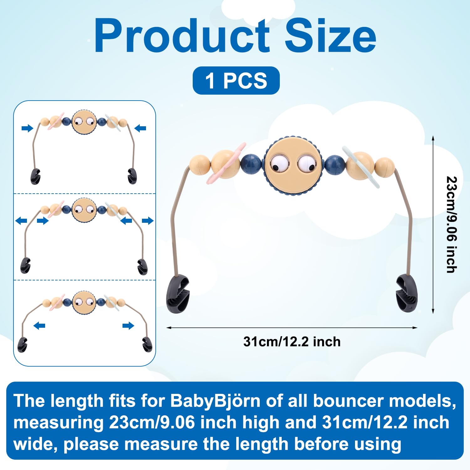 Adjustable Googly Eyes Toy Bar For BabyBjörn Bouncer - Interactive Baby Toy With Easy Snap-On Installation