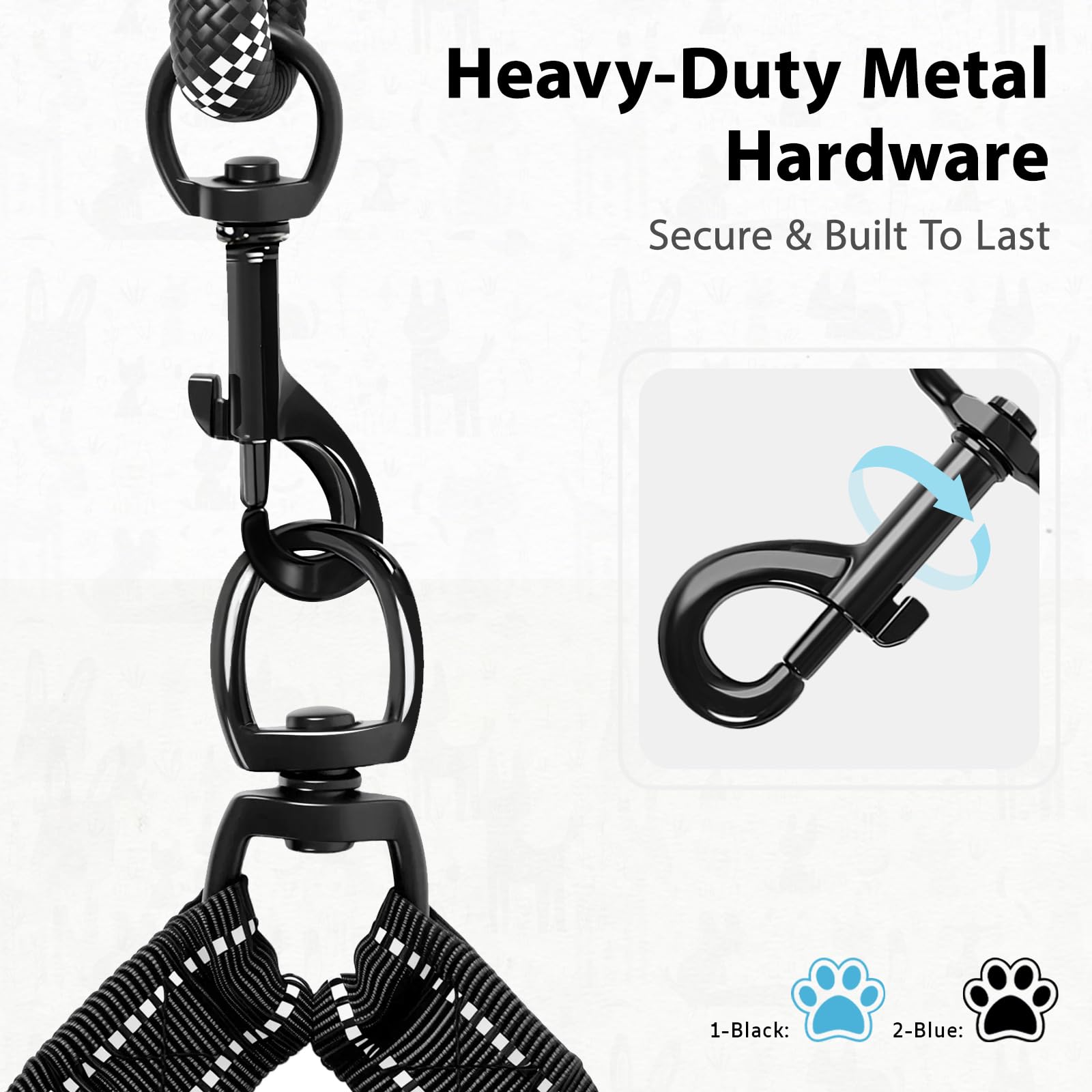 Double Dog Lead,Safety Handle Double Dog Lead for Walking 2 Dogs No Tangle,360° Tangle-Free,Thickened Design,Reflective,Double Dog Leash for Medium & Large Dogs(Black-L) - Image 4