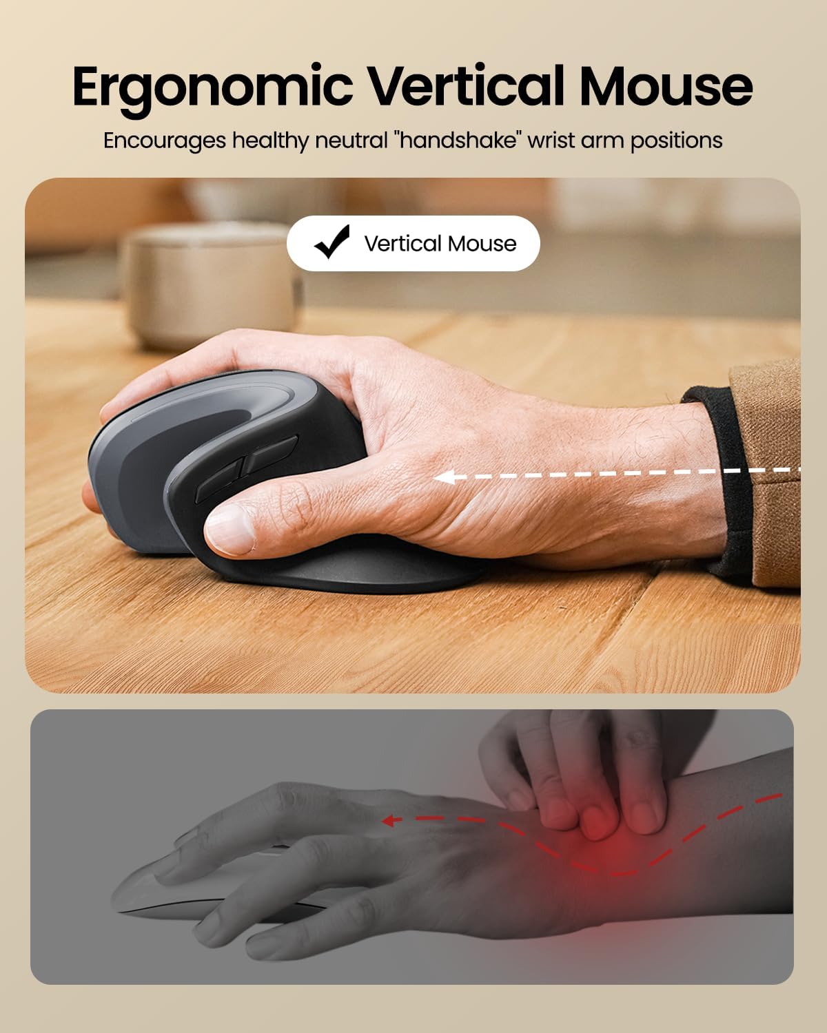 ProtoArc EM11 NL Ergonomic Vertical Mouse hand position