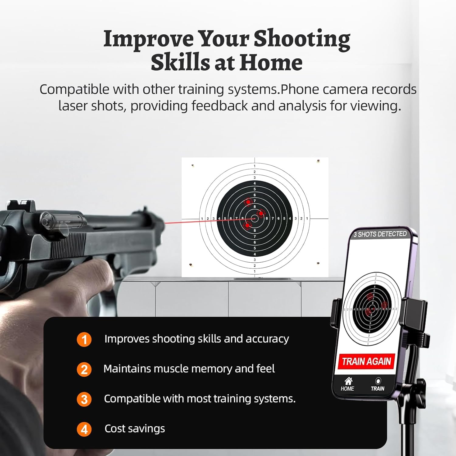 40S&W Laser Training Cartridge Dry Fire Training System for Dry Fire Practice and Shooting Training with 3 Set Batteries and Replaceable Back Cover