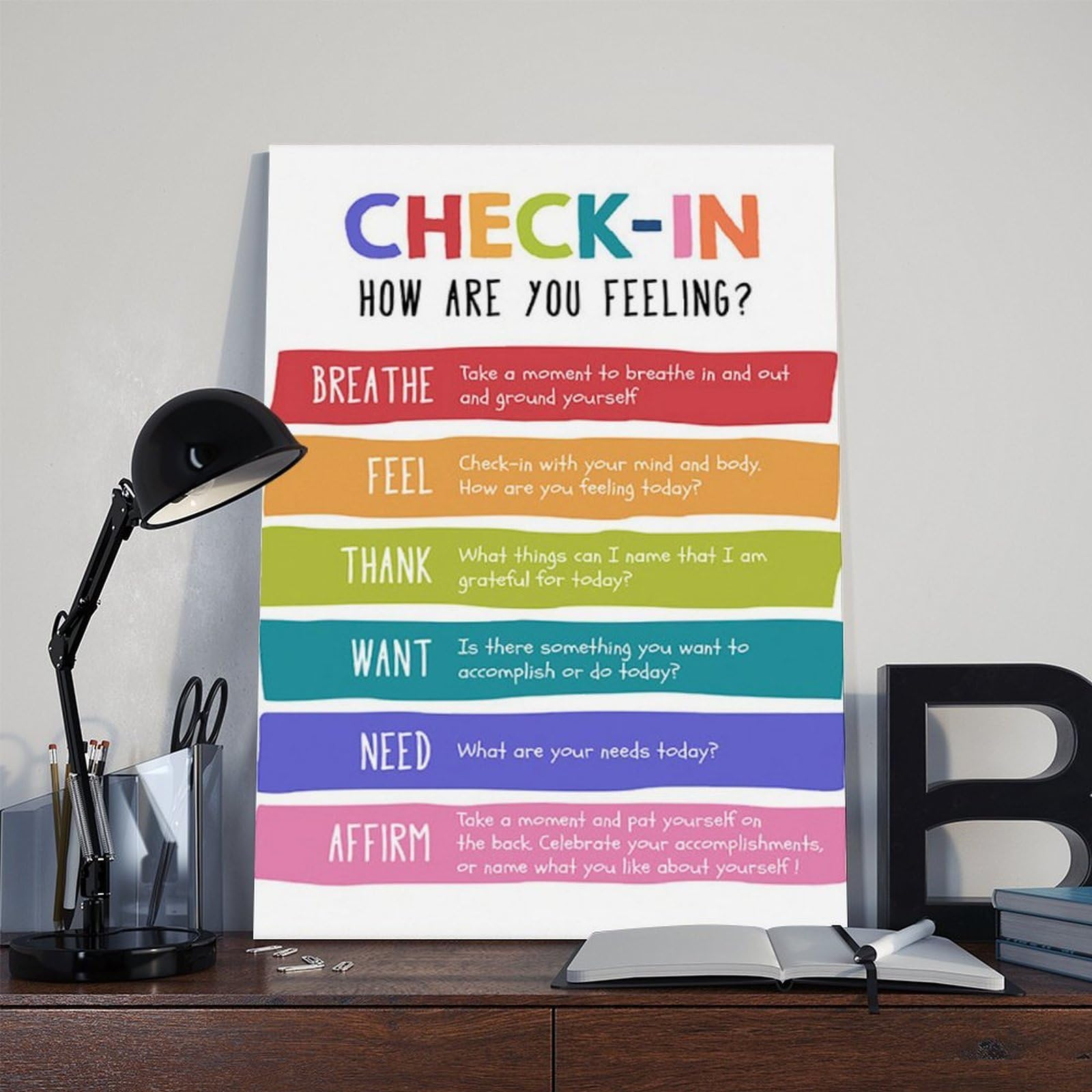 LNYLSJ Poster di salute mentale del controllo emotivo, poster d'arte di affermazione quotidiana | Tela per soggiorno, camera da letto, casa, ufficio, stampa regalo, stile cornice, 50,8 cm di lunghezza x 76,2 cm di larghezza