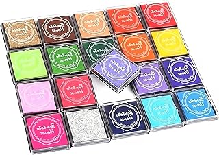 20色セット スタンプ台 カラフル 水性 印鑑 ハンドメイド スタンプパッド DIY フィンガーペイント メッセージカード ハンコ クリスマス お祝い 年賀状 インク 手紙 (20色)