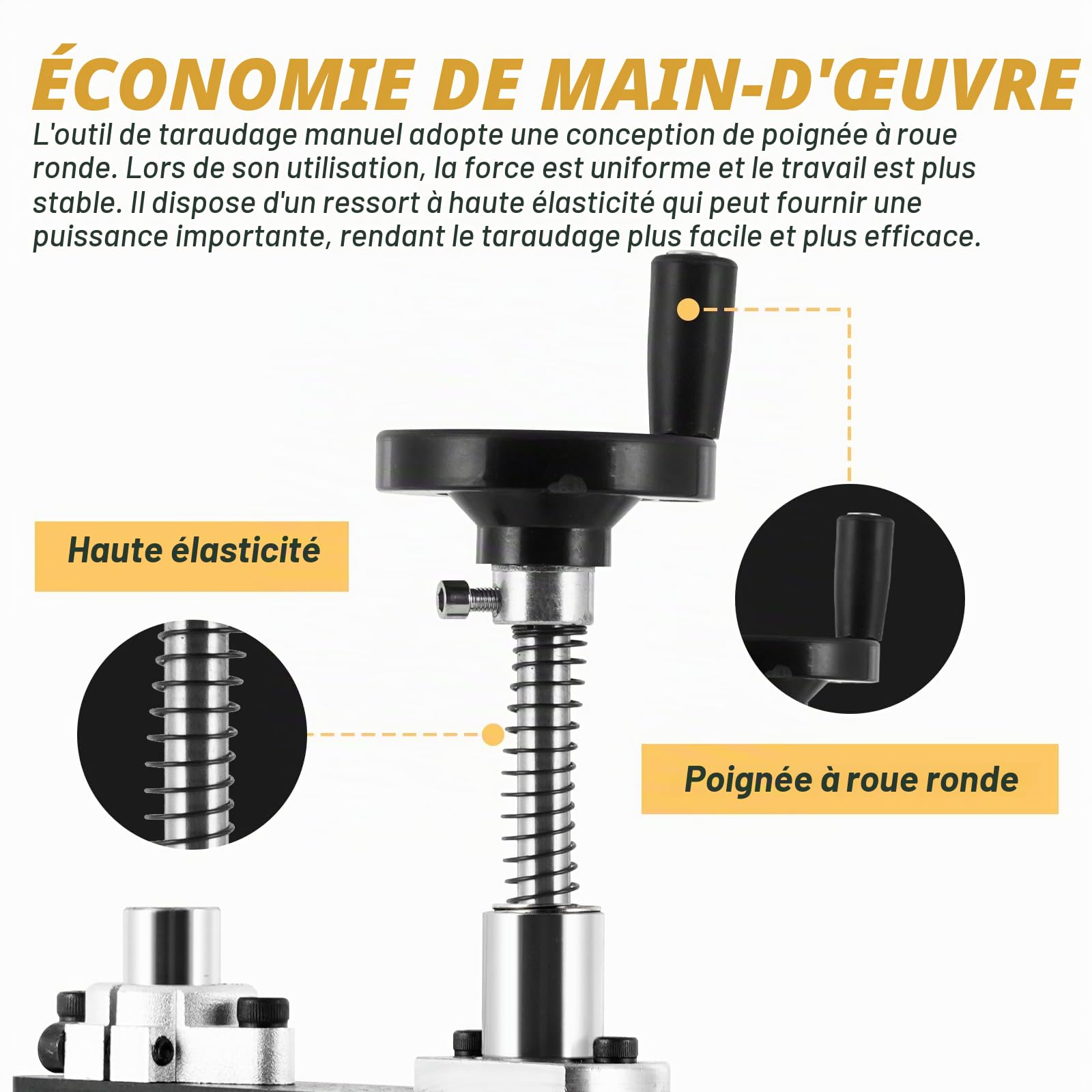 MXBAOHENG M3-M10 Taraudeuse Verticale Manuelle de Précision avec étau et 6 tarauds Machine à Tarauder Verticale Taraudeuse sur table manuelle pour taraudage dans le métal, le bois et le plastique