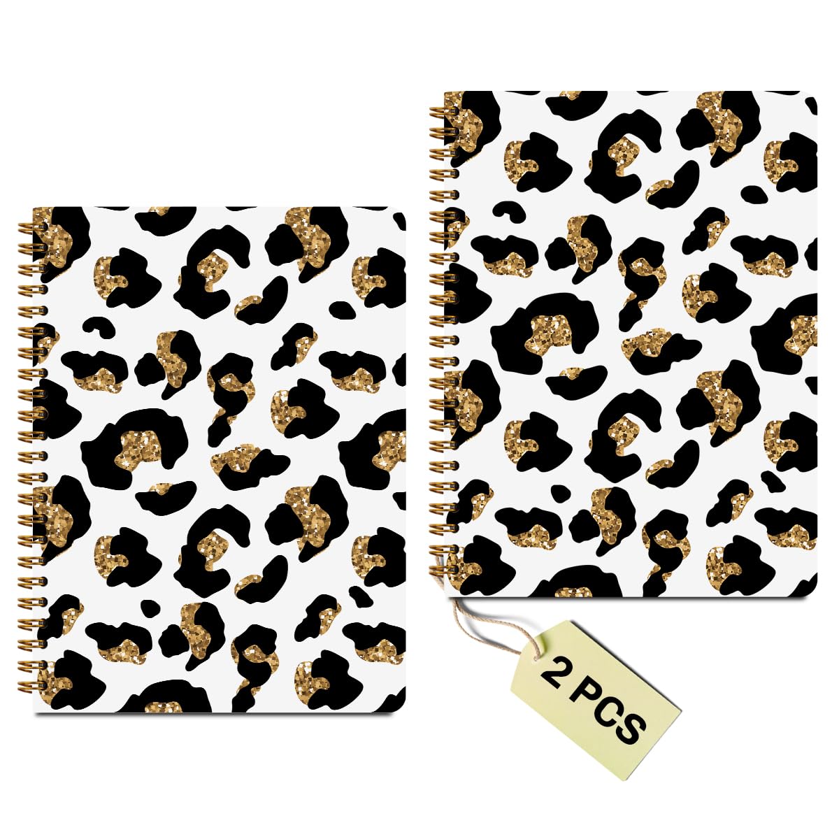 DHKG 2Packs Leopard Print Spiral Notebook College Ruled Cheetah Print Aesthetic Design Journaling Notebooks Gifts for Women Girls Note Books Journals