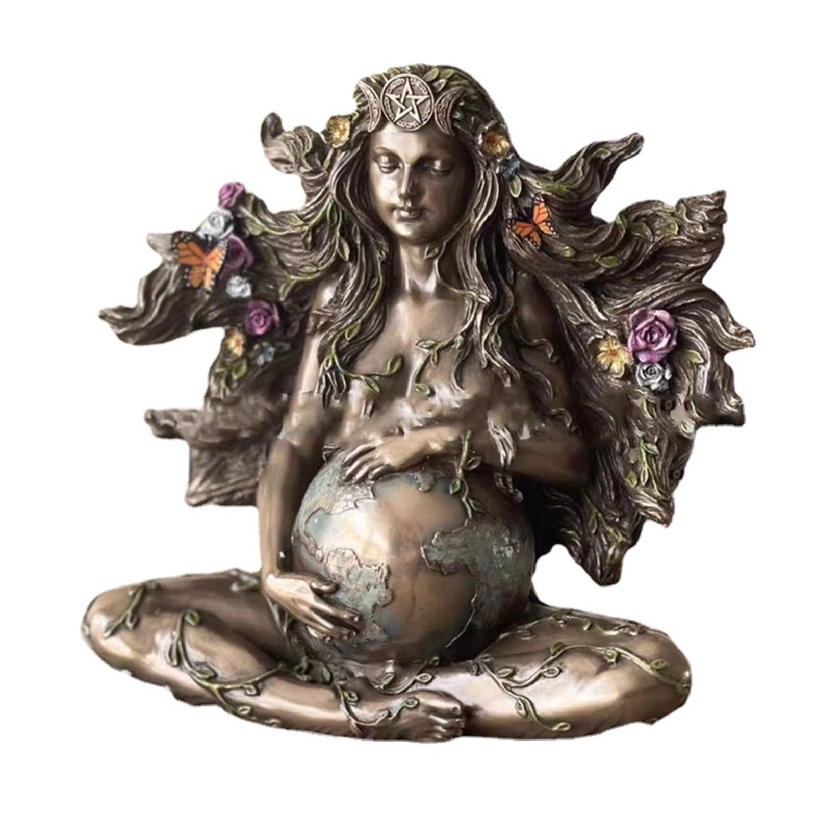 Habitz One Color Mother Earth Goddess Statue Millennial Gaia Statues Ethereal Mother Earth Nature Moon Art Statues Decoration Painted Figurine For Home Room Decor Garden Earth Day Decoration