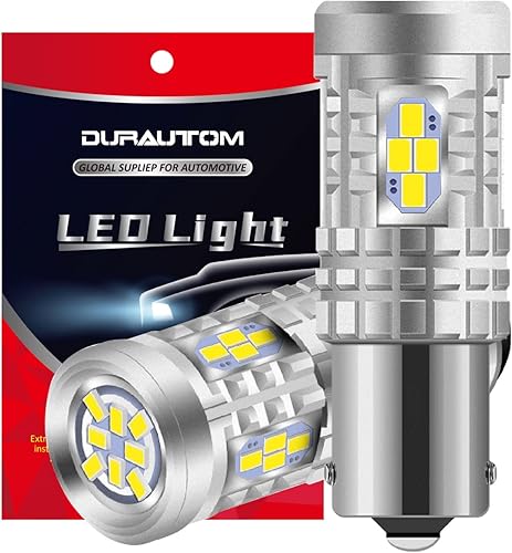 DURAUTOM Luz LED de marcha atrás, 12V-24V, BA15S, P21W, 1156, súper brillante, 6500K, blanco, 24-3020SMD, para marcha atrás, freno trasero de