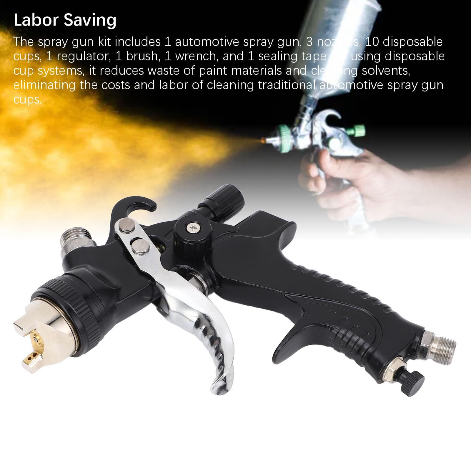 Generic Pistola a Spruzzo per Verniciatura Professionale HVLP con Regolatore D'aria per Applicazioni Automobilistiche Capacità 650 Ml