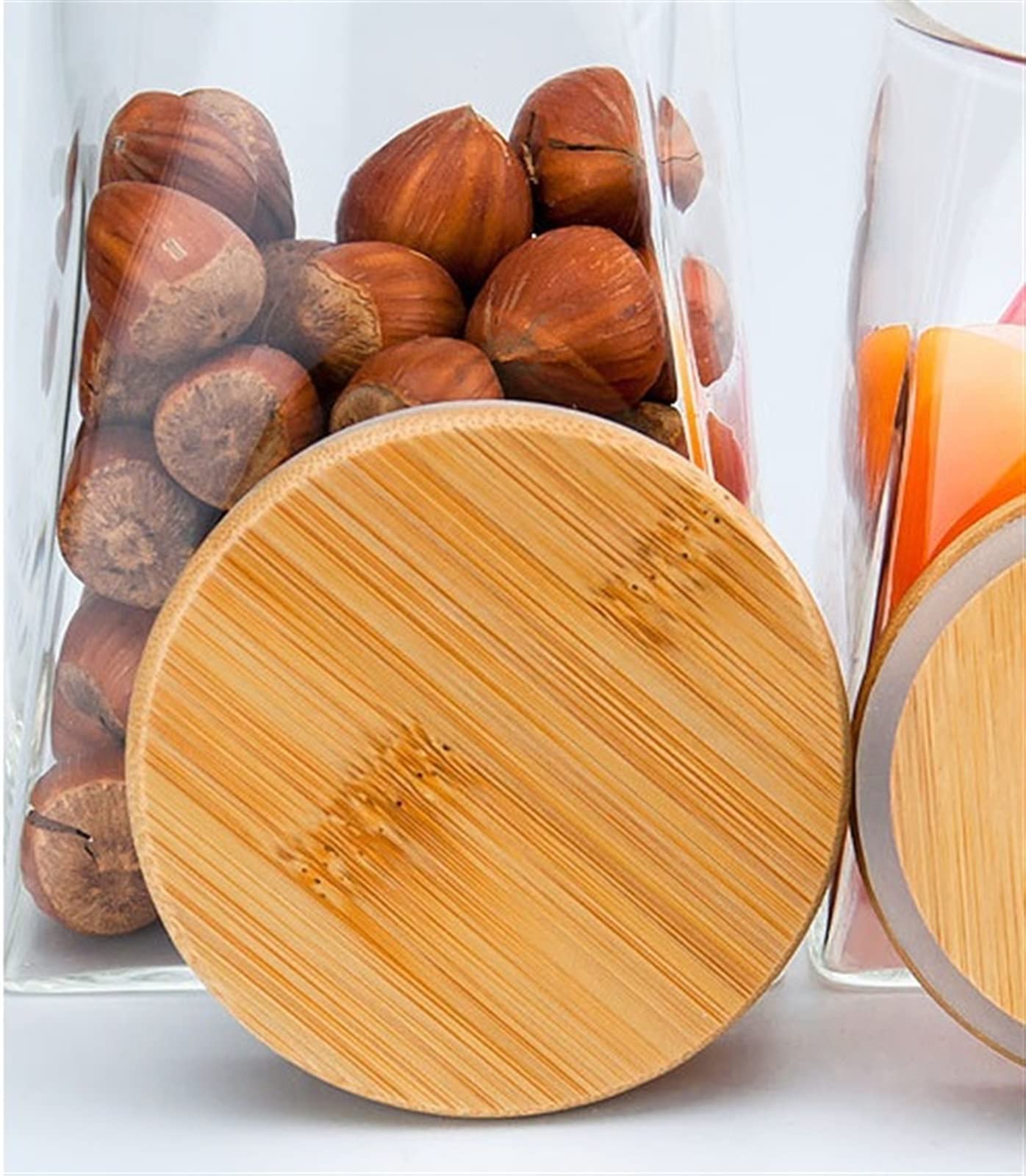 Barattoli Sigillati, Barattoli Quadrati di Vetro Trasparente, Set di 4 Contenitori Impilabili, for Caramelle, Biscotti, Riso, Zucchero, Noci, Barattoli for Alimenti