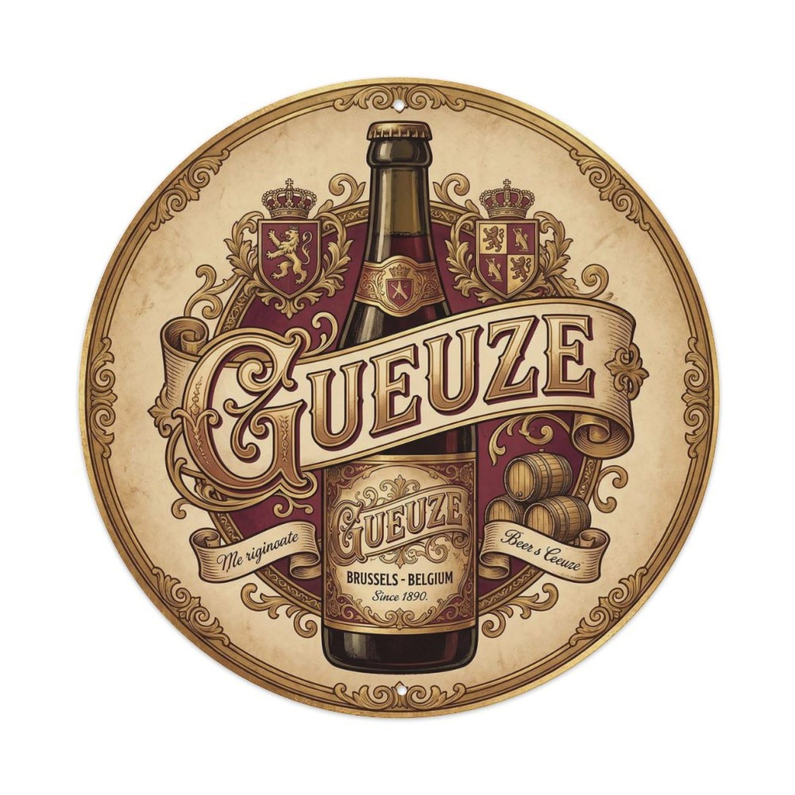 Gueuze Sour Beer Taproom Vintage Belgian Wild Ferment Metal Tin Sign