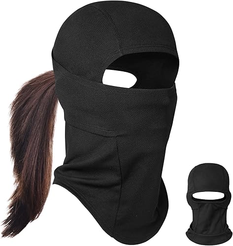 CUIMEI Balaclava Face Mask for Women with Ponytail Hole Neck Gaiter Face Cover Moisture Wicking for Ski Motorcycle Cycling