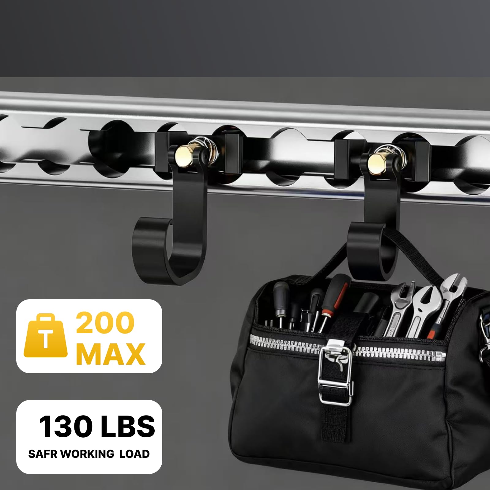 Confezione da 4 ganci a L con montaggio a perno singolo, gancio regolabile a molla, capacità di carico massima 45,4 kg, accessori resistenti per rimorchi e garage