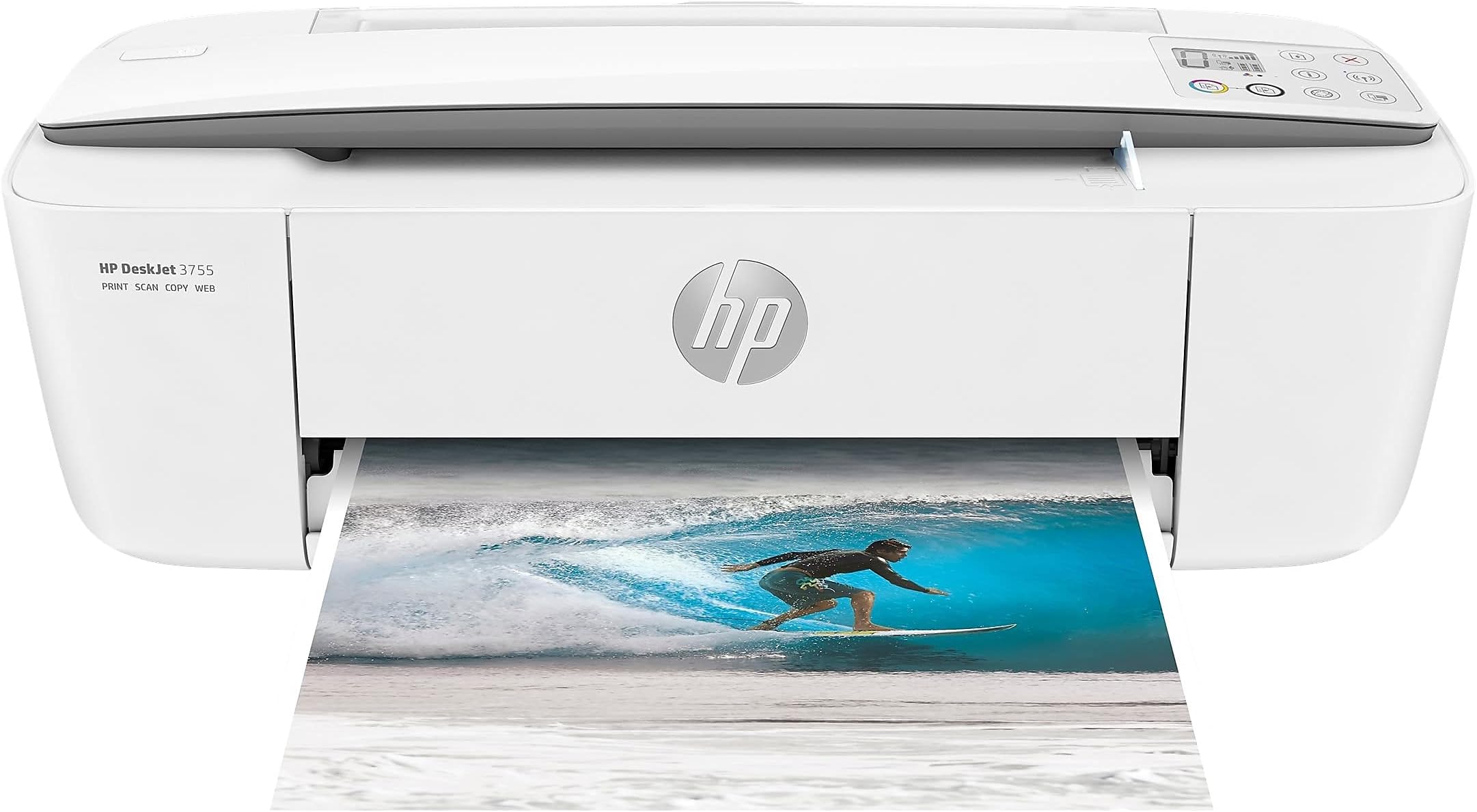 HP DeskJet 3755 Compact All-in-One Wireless Printer, Instant Ink, Works with Alexa - Stone Accent (J9V91A)