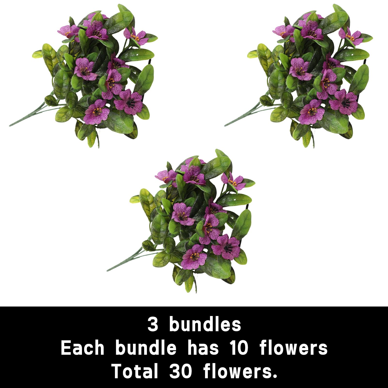 astylishome Purple Artificial Flowers 32 cm Fake Flower for Decoration Simulation Bouquet for Outdoor Indoor Events Wedding Party Home Decoration Floral Arrangements 1517 - Image 2