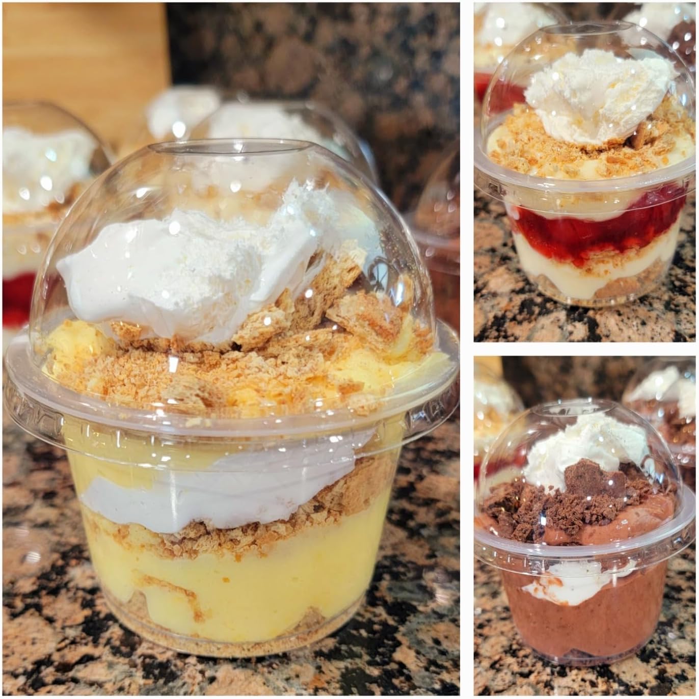50 Pack 8 oz Plastic Dessert Cups with Dome Lids Disposable Ice Cream Cups Take Away Food Container for Ice Cream Yogurt Parfaits Cake Snacks Dessert Salad Pudding Fruit