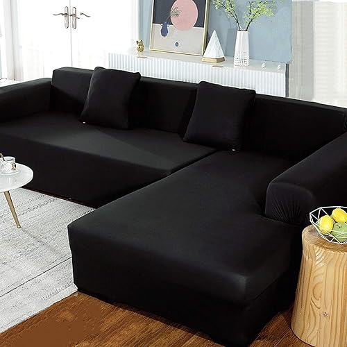 Miniatura 10 de DENGZH Fundas de sofá seccionales 1 pieza en forma de L fundas de sofá suavidad, fundas de muebles tipo L de tela de poliéster elástico fundas de