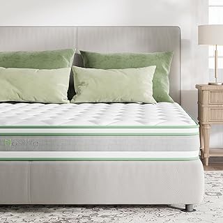 Novilla 3-Zone Double Mattresses, 9.8 Inch Memory Foam Hybrid Mattress 4FT6 Deep Pocket Sprung Mattress with Edge Support and Motion Isolation 135x190x25cm