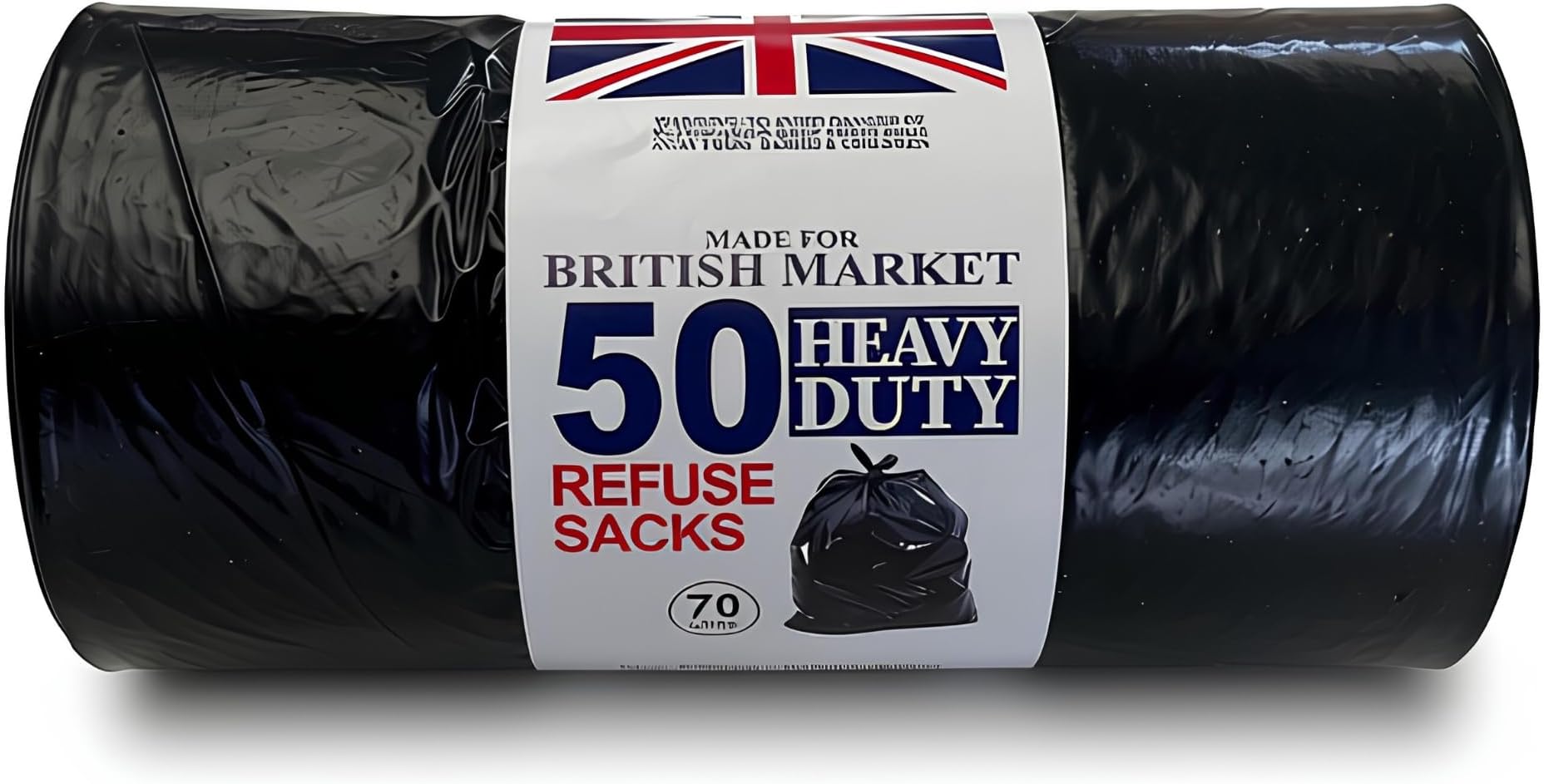 JeeJaanยฎ 50 Quality 70L Strong & Secure, Refuse Sacks, Bin Bags, Bin Liners, Flat Top, Recycled, Tear Resistant, 30 ฮผm, Perfect for Everyday Use, Household, Office, Kitchen & Caterers