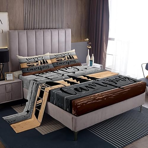 Castle Fairy Sábanas de cama de autocaravana tamaño Queen, accesorios para caravanas para remolques de viaje, juegos de ropa de cama retro para