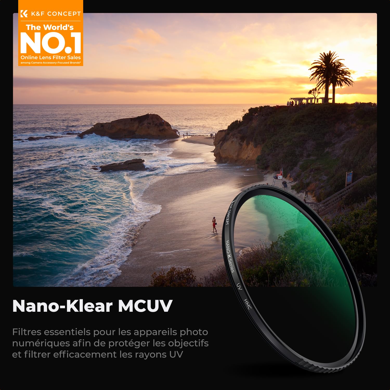 K&F CONCEPT Filtre UV Filtre de Protection Ø77mm et 3 Chiffons de Nettoyage Multi-Couches avec Revêtement pour Objectif Appareil Photo Canon Nikon Sony Olympus Pentax Fujifilm Leica