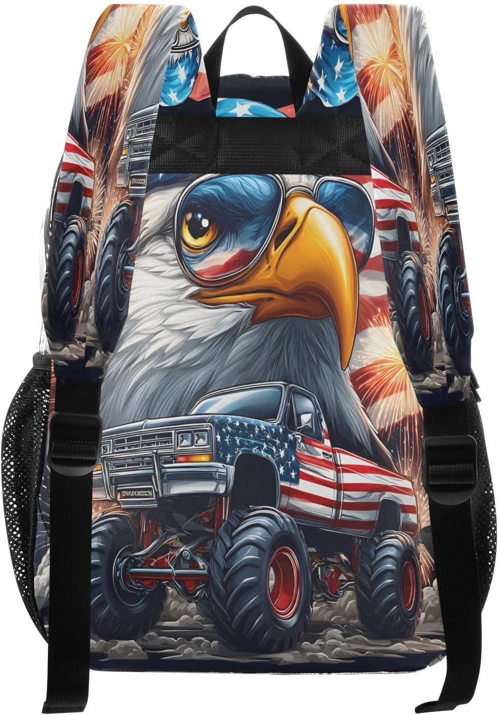 American Flag Bird Truck Clear Backpack Heavy Duty See Through Transparent PVC BookBag for Kids Boy Girl School Work