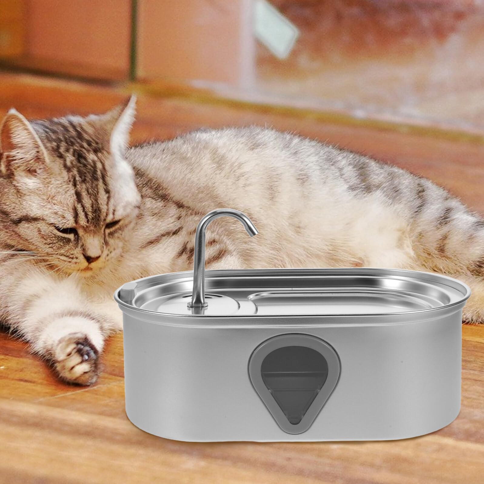 TOYANDONA Bebedero Automático para Gatos de Bebedero de Acero Inoxidable para Interiores Dispensador de Agua Recarga Automática por USB Adecuado para Perros y Gatos Pequeños