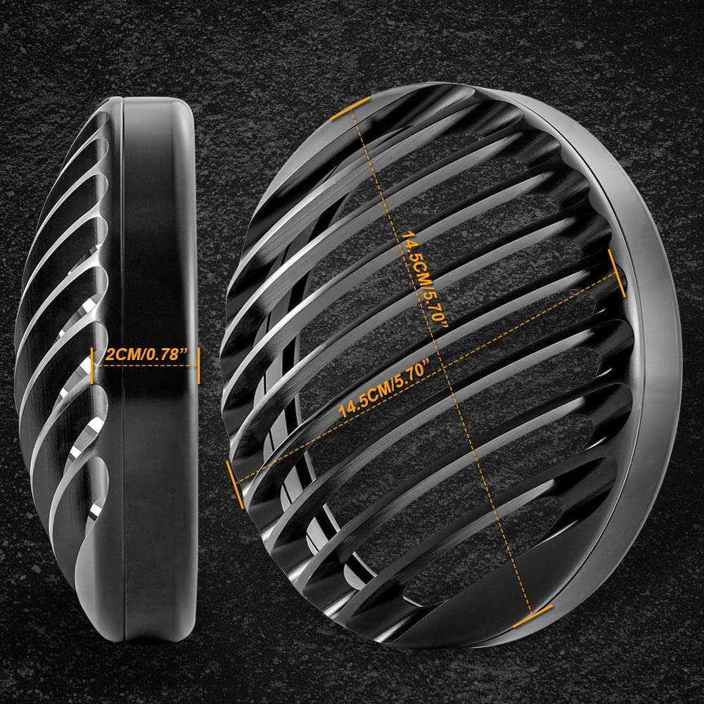 KATUR 5 3/4 "Nero Alluminio Faro Grill Copertura Per 2004-2014 Sportster XL 883 1200