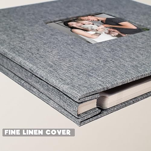 Miniatura 3 de Álbum de fotos autoadhesivo, páginas grandes, libro de recortes de lino, con capacidad para fotos de 2 x 3, 4 x 6, 5 x 7, 8 x 10 pulgadas, para
