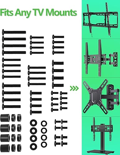 Miniatura 5 de Nuyoah Tornillos de montaje de TV con caja organizadora, kit de tornillos universales para montaje de TV incluye tornillos de repuesto M4 M5 M6 M8,