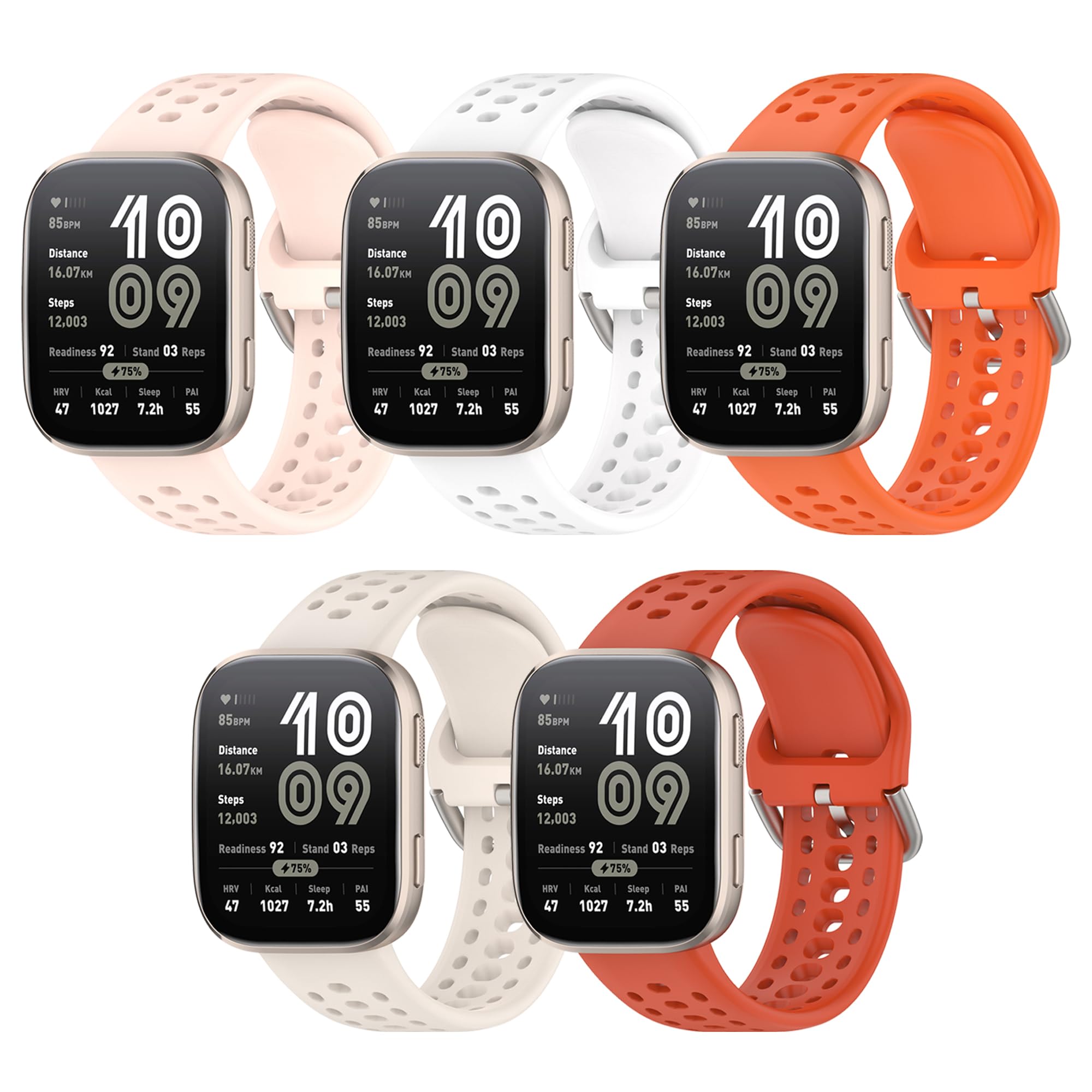 Bracelet de rechange en silicone pour Amazfit Bip 6/Bip 5, 22 mm à dégagement rapide pour montre connectée Amazfit GTR 4/3/3 Pro/2/2e/GTR 47 mm (sans tracker)