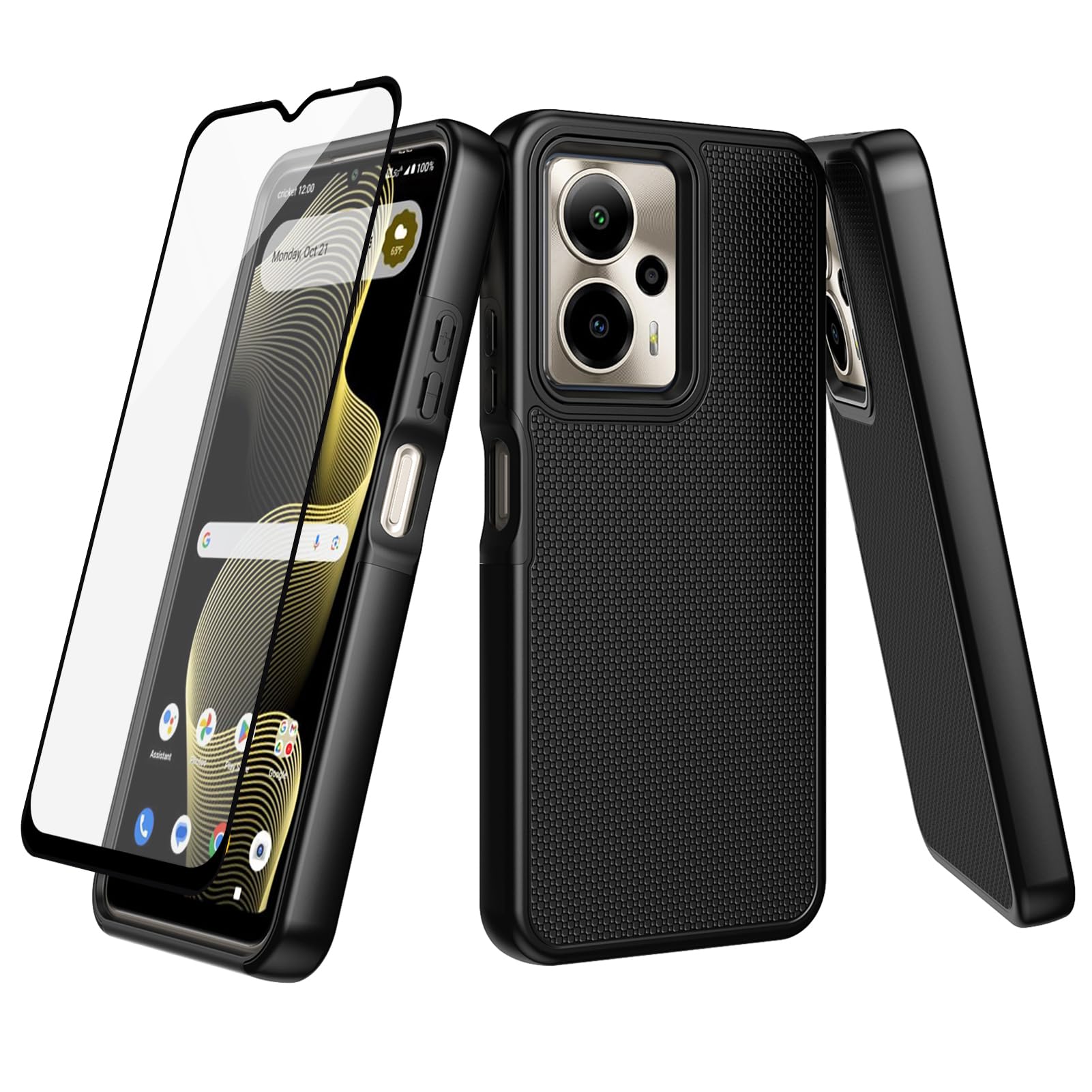 Ailiber for AT&T Motivate Pro 5G Case, Cricket Outlast 5G 2024 Phone Case, with Screen Protector, Dual Layer Shockproof Silicone Bumper, Non Slip Back