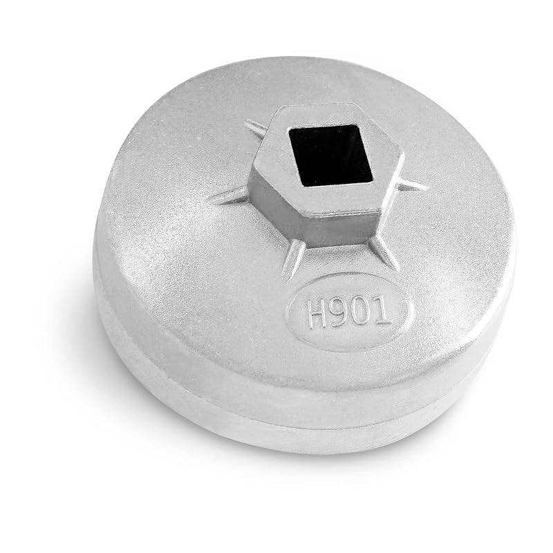 Chave para Filtro de Óleo Bonsicoky 65 mm com 14 Estrias, Encaixe para Catraca de 12,7 mm (1/2 pol.) e Sextavado de 26 mm