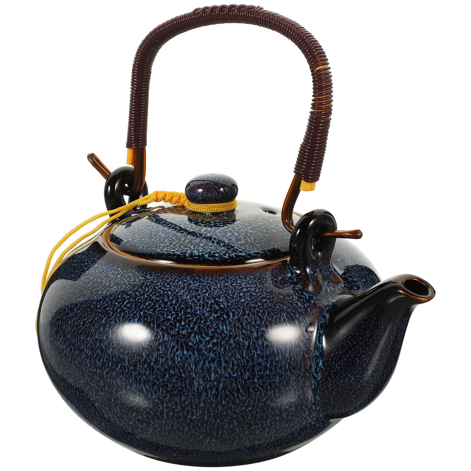 Théière chinoise céramique bleue incassable pot portatif élégant pendaison crémaillère