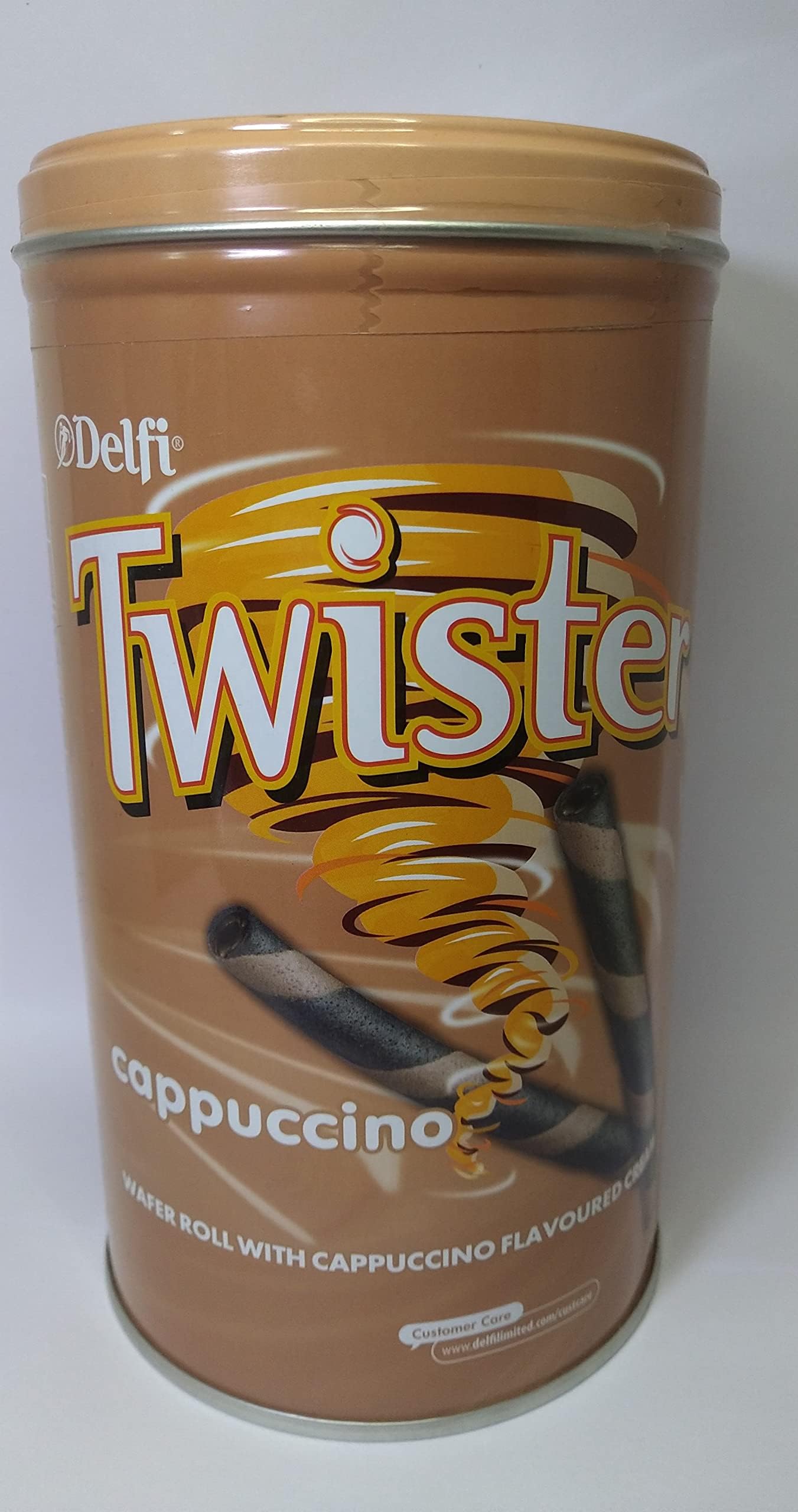 DELFI TWISTER Chocolate Wafer Roll With Cappuccino Cream, Brown, 320 g