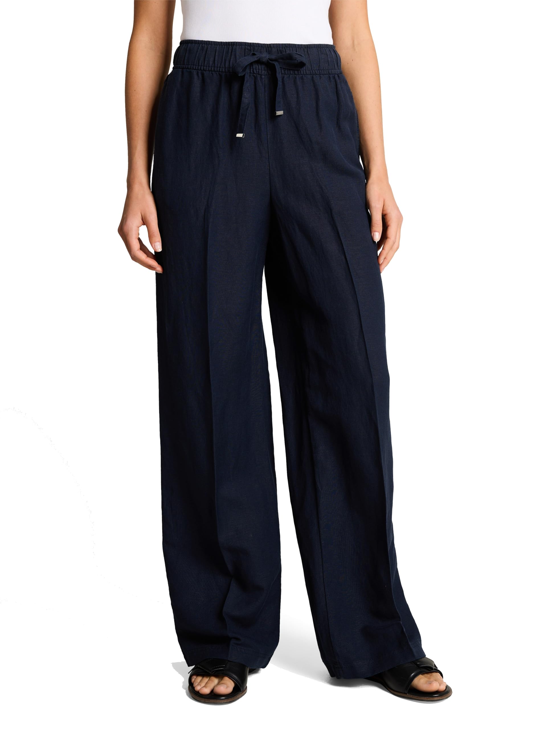 TOM TAILOR Damen Wide Leg Loose Fit Hose mit Leinen