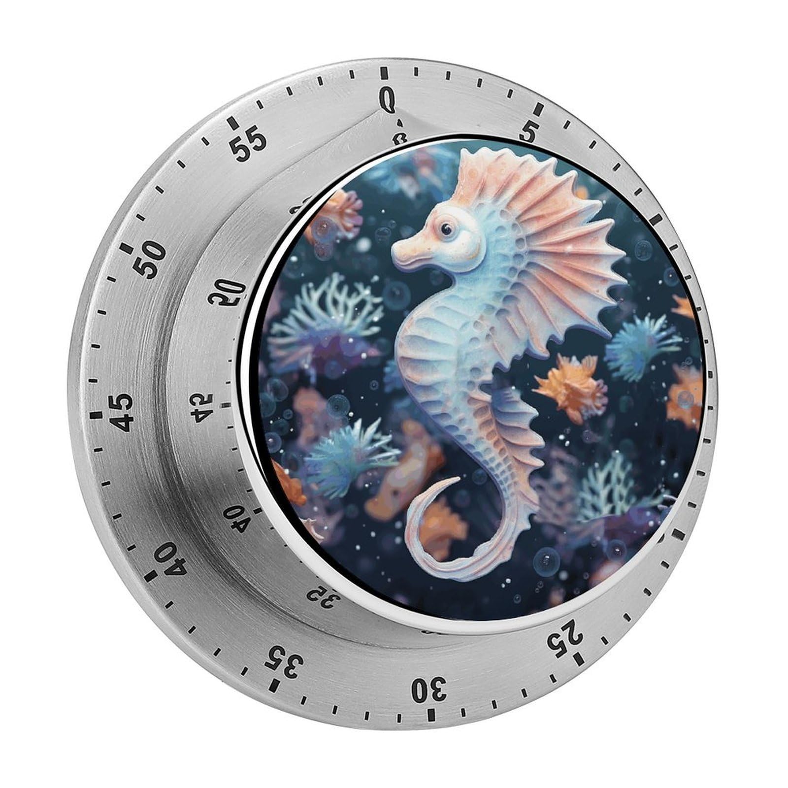 Adfgyerh Style Seahorse And Starfish Timer For Cooking, Kitchen Timer Magnetic No Batteries Required, Mechanical Timer With Loud Alarm, For Fitness Baking Exercise Oven