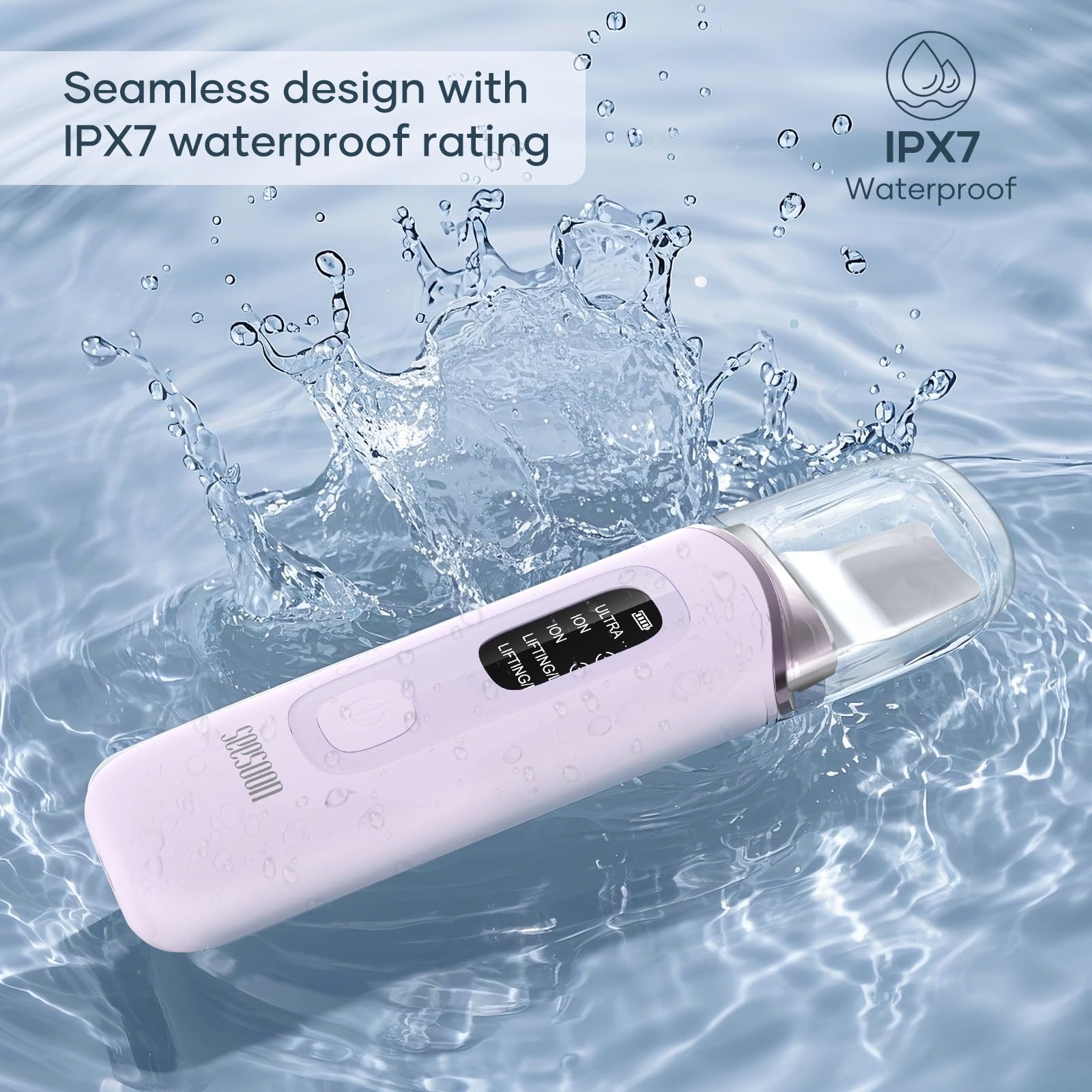 Espátula de limpieza facial para la piel con 4 modos, pantalla LCD, IPX7 impermeable para eliminación de puntos negros y limpieza profunda de poros