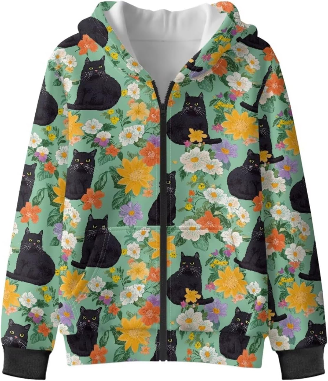 Cute Hooded Sweatshirt Fashion Hoodie for Girls Boys Zipper Long Sleeve Sweatshirts with Pockets