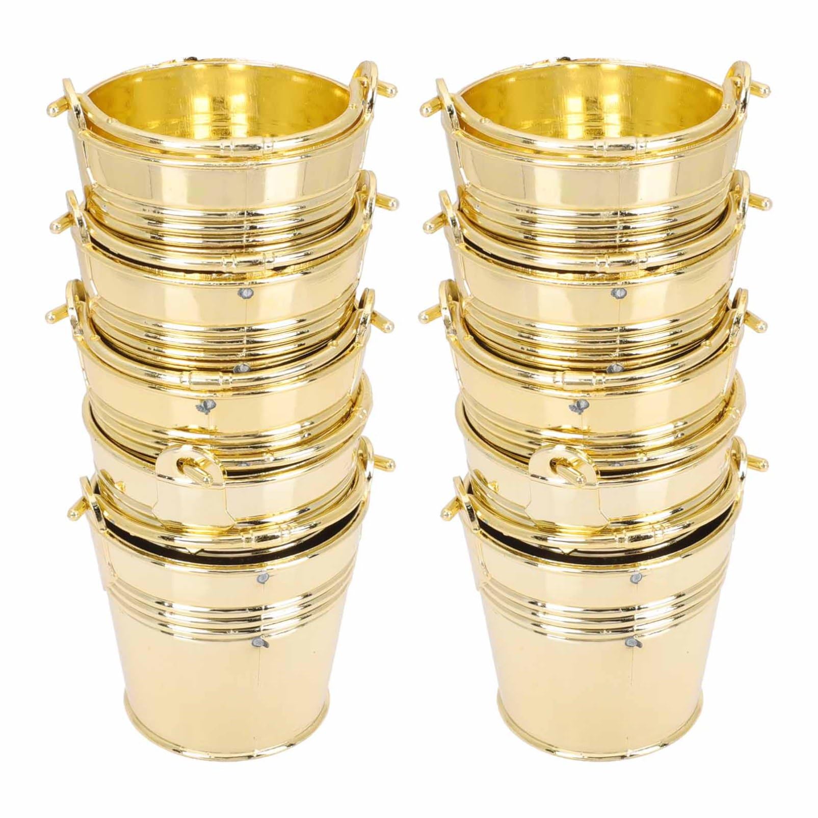 GALPADA 10 Juegos Cubos De Dulces Para Fiestas Mini Cubos De Almacenamiento Para Snacks Para Bodas Y Celebraciones Color Dorado 10 Piezas X 10