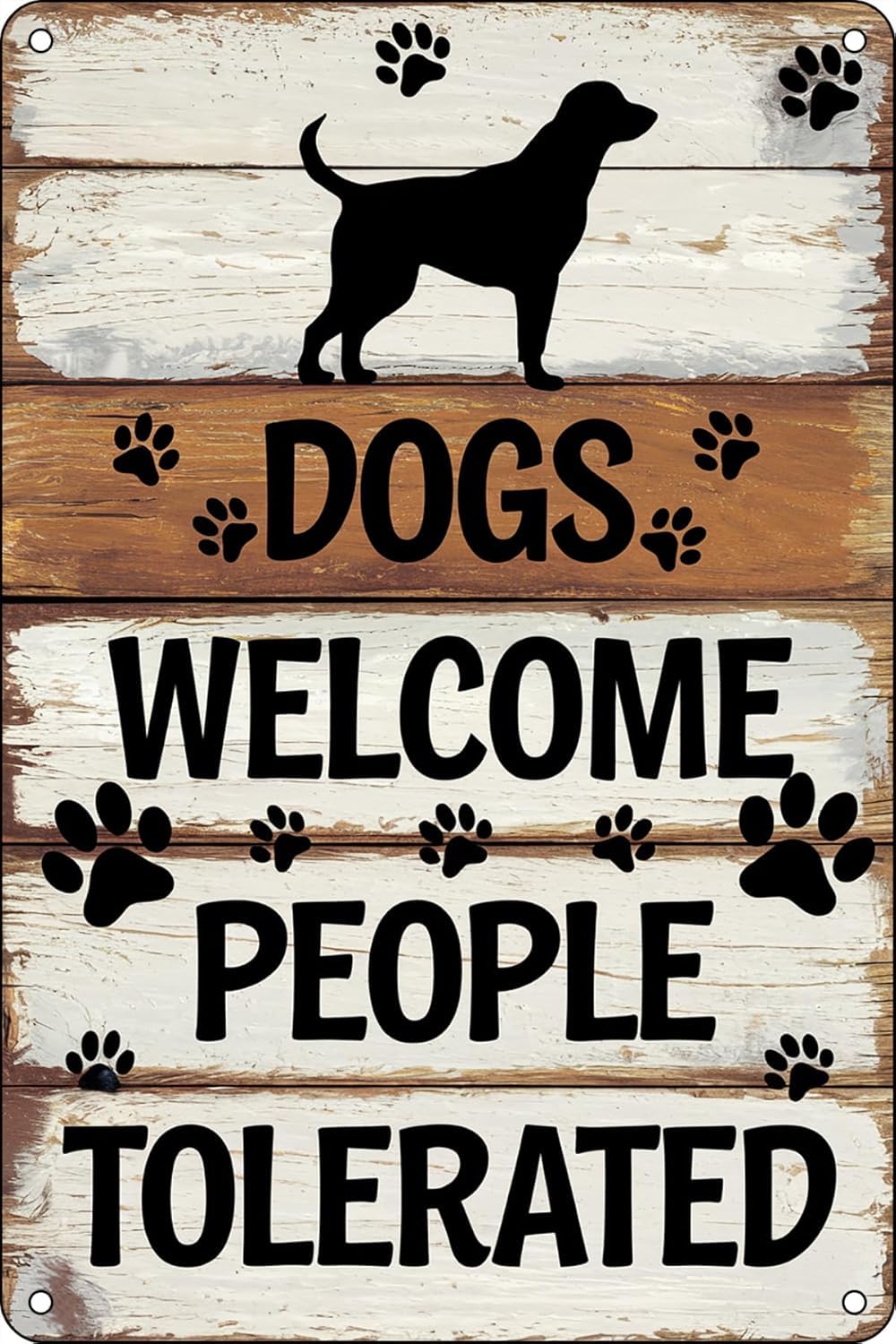 SMAZDFXX Dogs Welcome People Tolerated Vintage Metal Tin Sign Funny Welcome Wall Decor for Home Bar Pub Club Fence Yard Accessories Poster 12"x16"