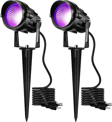 Halloween Christmas LED Black Light,2 Pack 110V Plug-in Outdoor Blacklight,12W