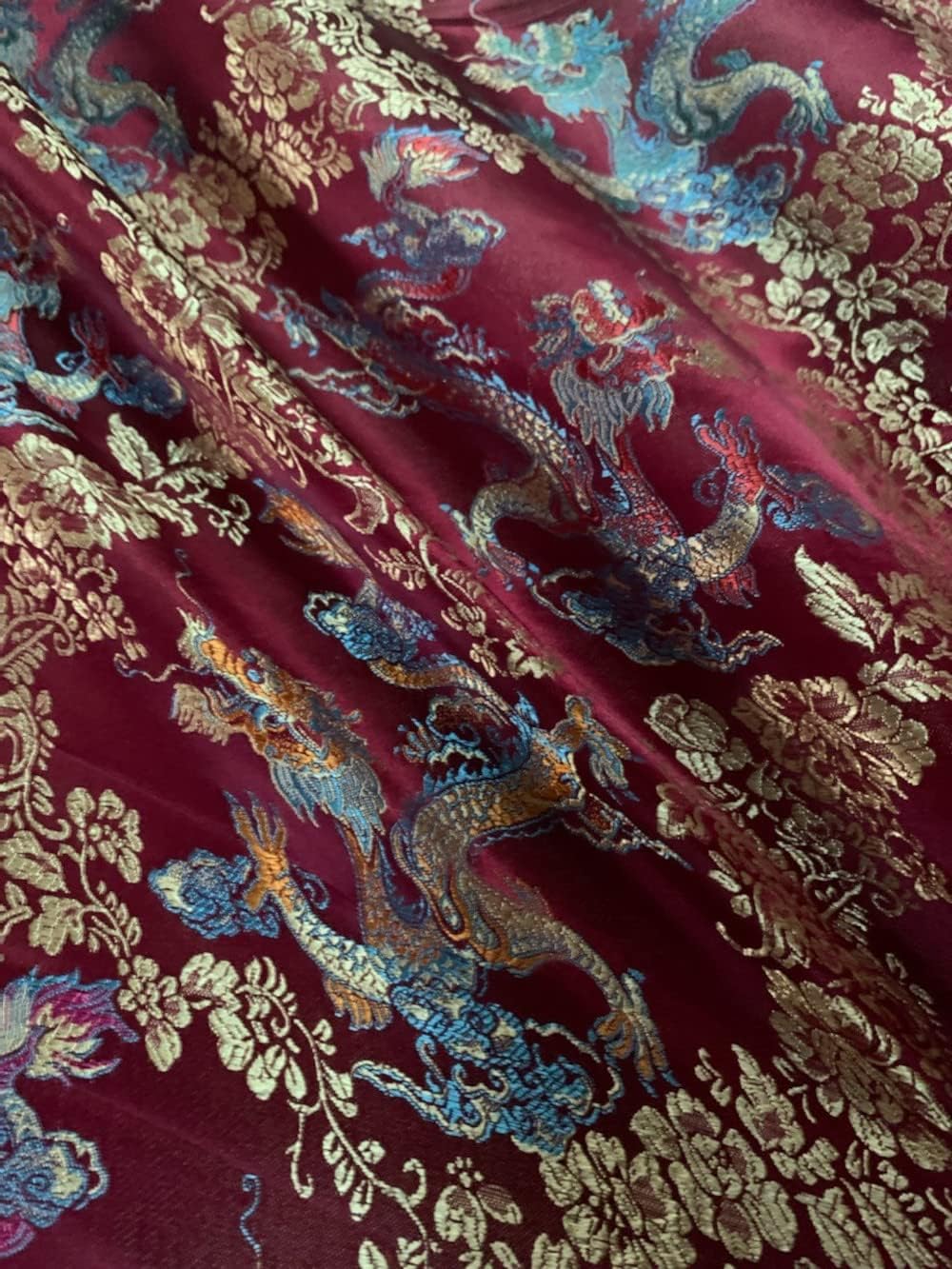 45 inch Fuschia Chinese Dragon Brocade by The Yard