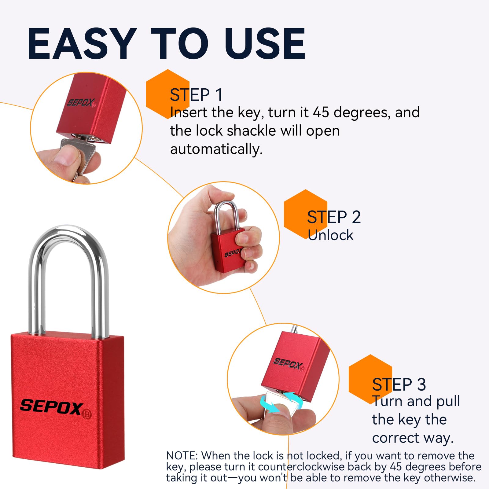 SEPOX® Ultra-Durable Anti-Rust Outdoor Keyed Alike Padlocks - Red