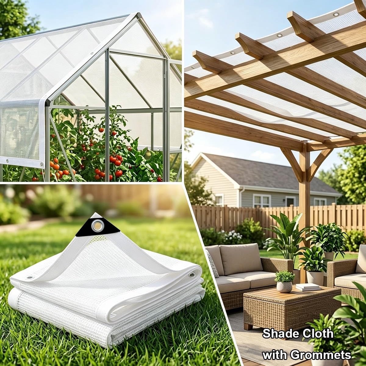 Outdoor eWhite - Toldo con ojales para invernaderos de balcón y balcón, 50 % e (13 x 18 m)