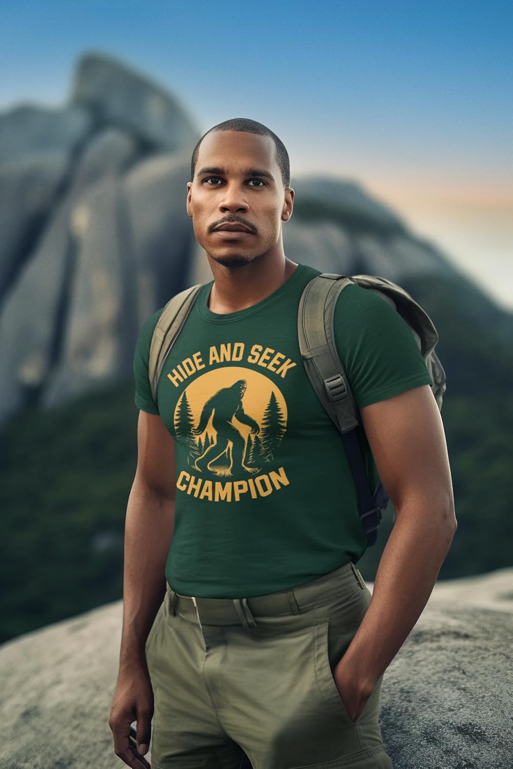 Hide and Seek Champion T-Shirt – Funny Bigfoot Graphic Sarcastic Tee for Men - Image 2