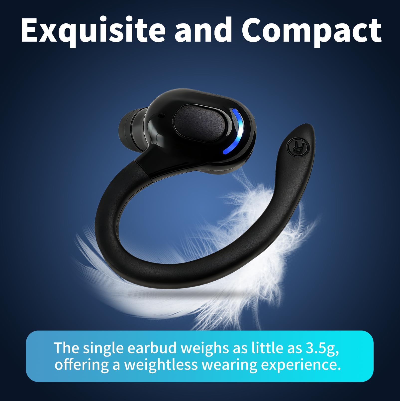 Auricolare Bluetooth Mono V5.2 Senza Fili con Microfono Integrato Gancio Anticaduta 360°, 20 Ore Autonomia Ricarica Rapida, Cancellazione Rumore, Auricolare Wireless Compatibile con iPhone Android PC