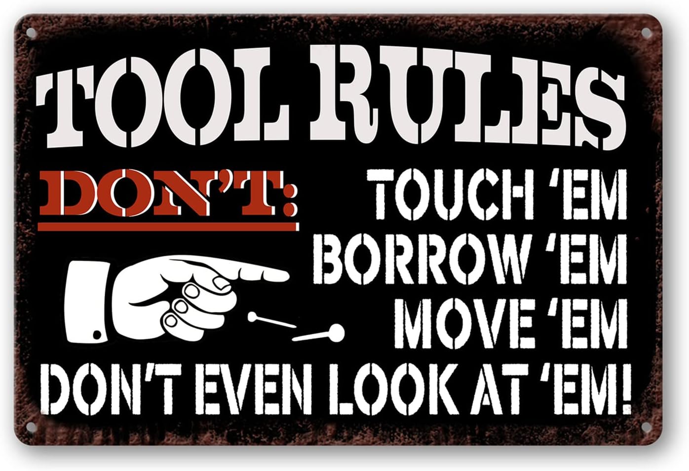 Letrero de metal de estaño para garaje, letreros de reglas, decoración de pared de garaje, decoración de tienda para hombres, herramientas de mi