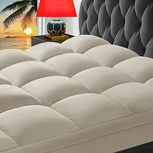 CHOKIT Queen Mattress Topper, Extra Thick Pillow Top Mattress Pad for Back Pain Relief, Cooling Bed Topper Mattress Cover with 8-21 Inch Deep Pocket
