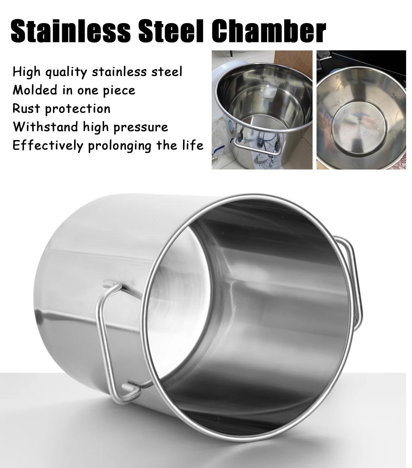 Vakuumkammer Vakuumkammer-Set aus Edelstahl mit 1 M Schlauch, Entfernungsgerät für Harzblasen, Entgasungsfass für Silikon Zur Holzstabilisierung Im Labor(1.5 Gallon/6L)