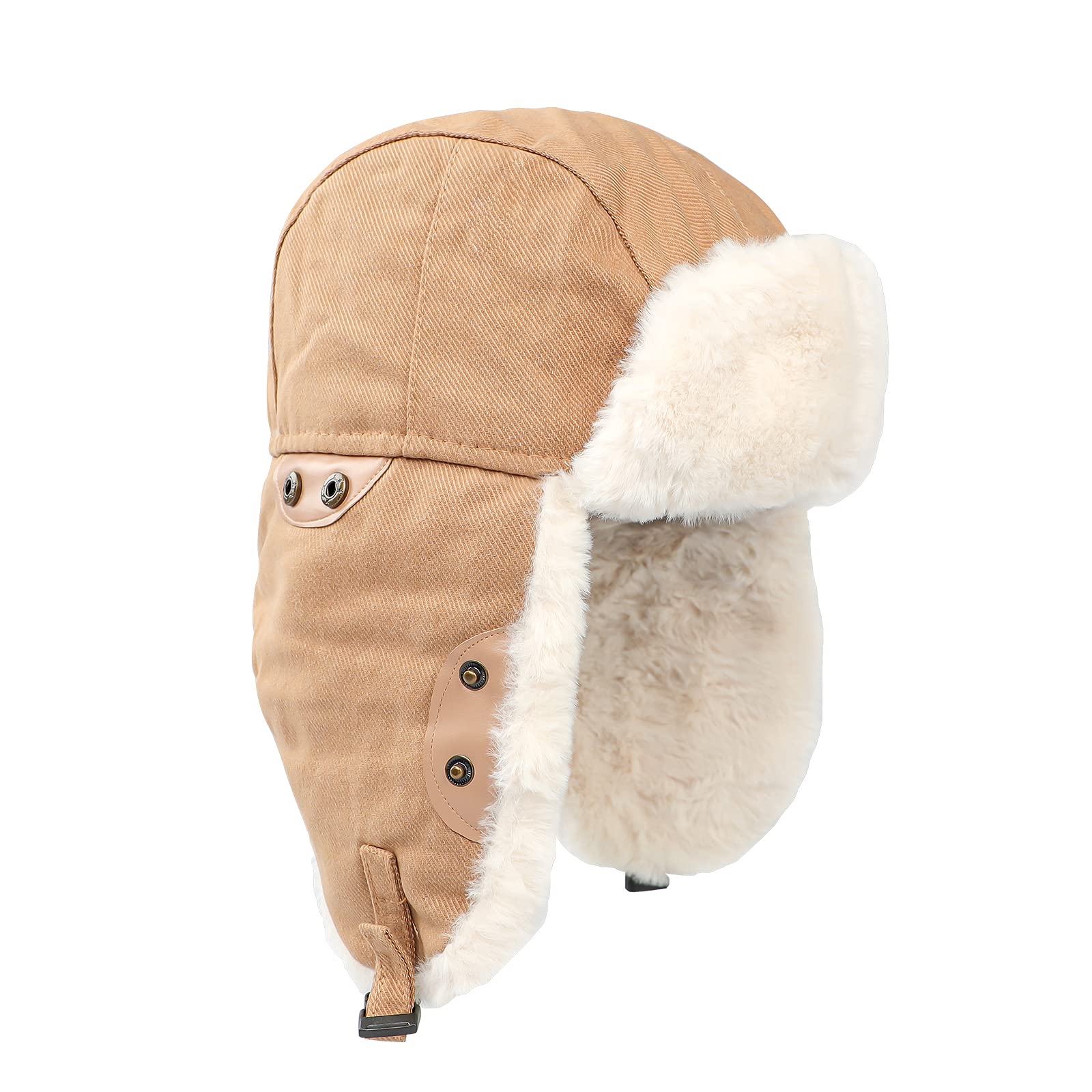 OhMill Bonnet Aviateur Femme Chapka d'aviateur avec Oreillettes Chapeau Chaud en Coton Chapeau de Trappeur Coup-Vent d'hiver Bonnet Épaise pour Alpinisme Ski Cyclisme