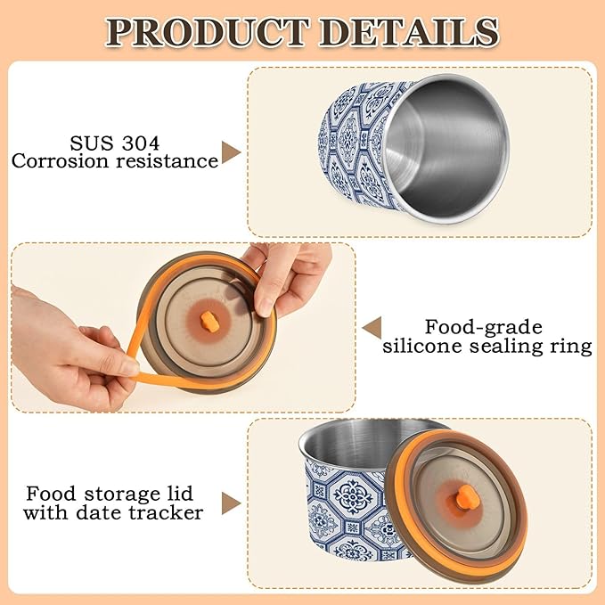 Frasco de Almacenamiento de Café Cerámica Talavera Azul 30oz Aireado miniatura 6